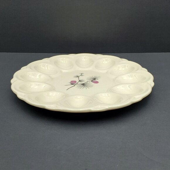 Canonsburg Pottery Allegheny Ware Wild Clover Deviled Egg Plate Egg Serving Dish - Picture 3 of 8